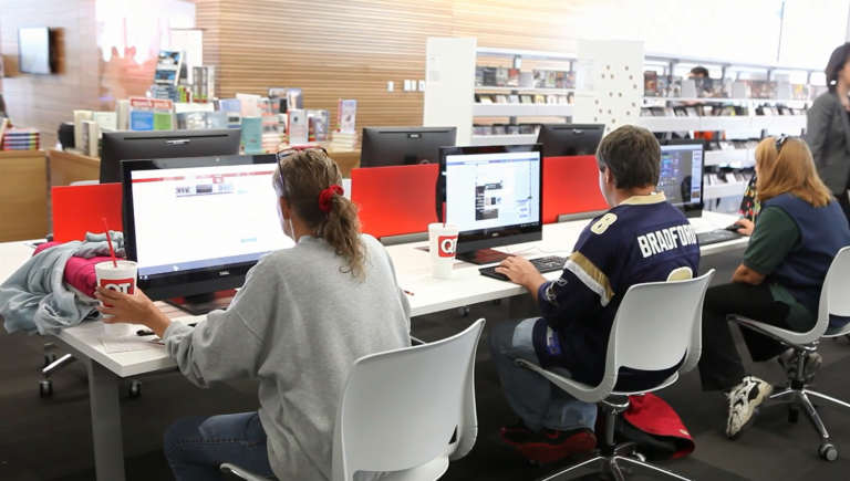 Users at the public computers of the Tulsa City County Library