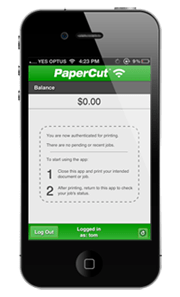 PaperCut iPhone Printing Interface