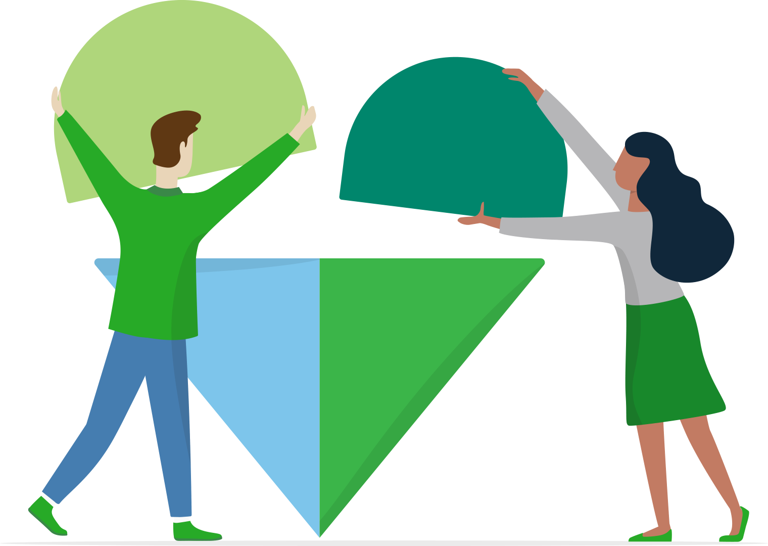 Illustration of people putting together a giant heart
