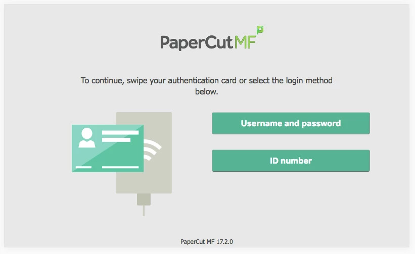 PaperCut MF authentication screen