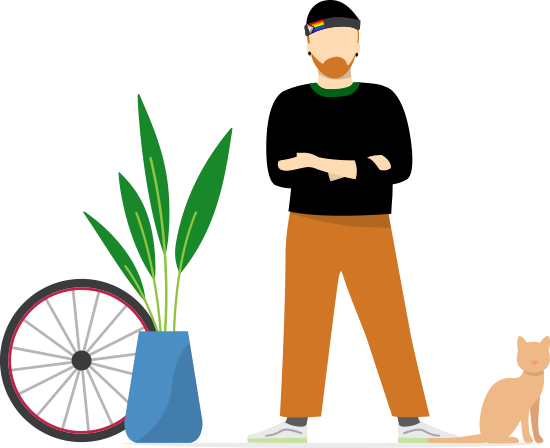 Illustration of man holding a platter