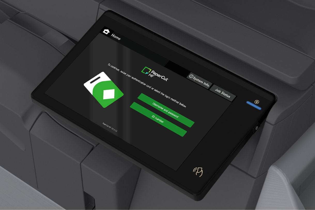 Sharp MFD with the PaperCut MF dark mode embedded installed