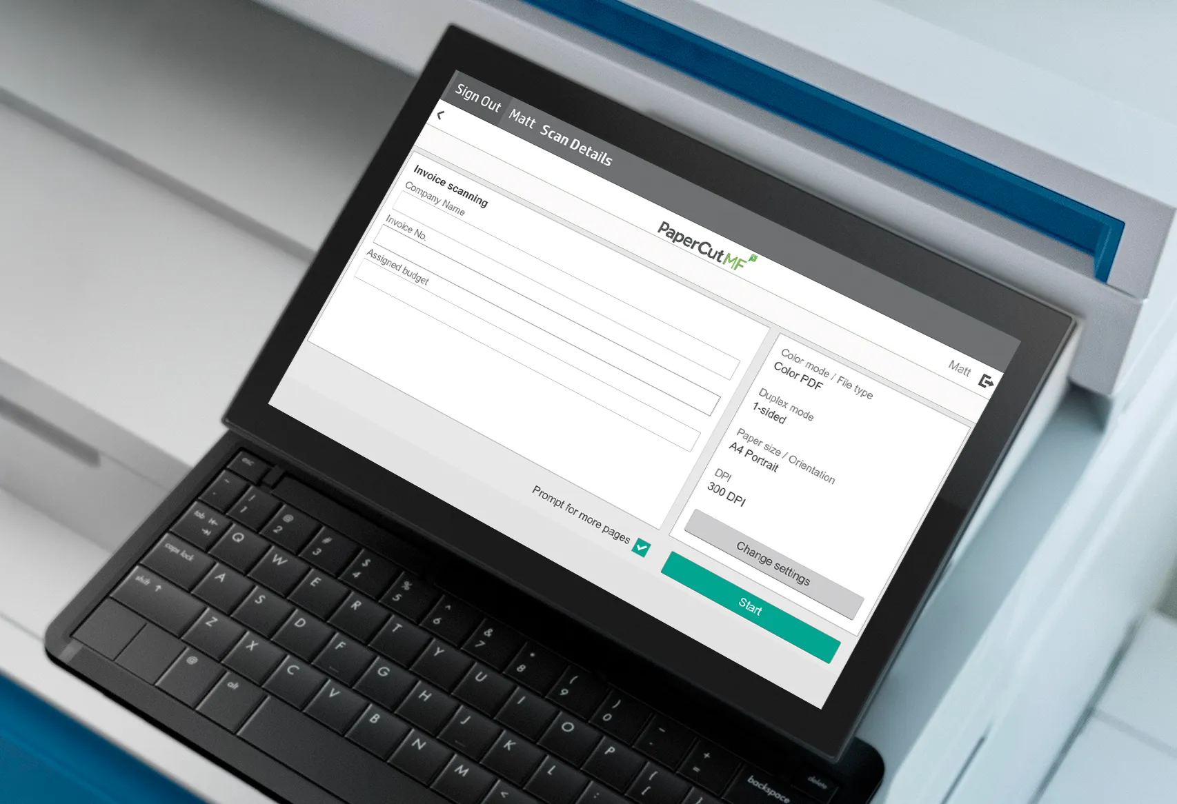 Advanced Scanning in action on a HP MFD