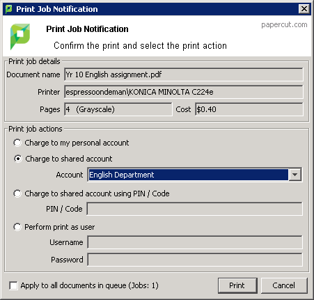 Example Printing with shared accounts (for | PaperCut