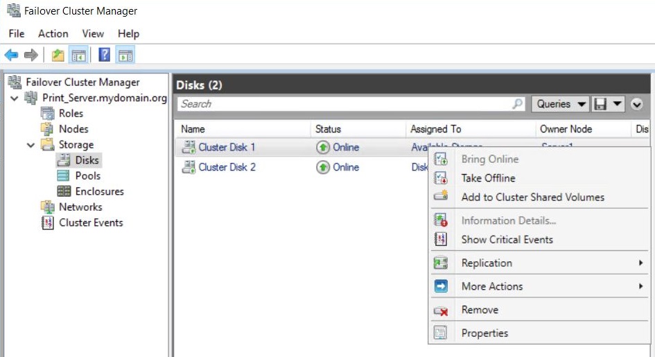 Microsoft Failover Cluster Manager MSFCM On Windows Server PaperCut