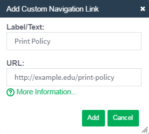 Adding a new custom navigation link to the user web interface