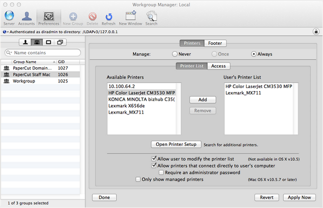 Publishing printers using Server Admin on Mac 10.8