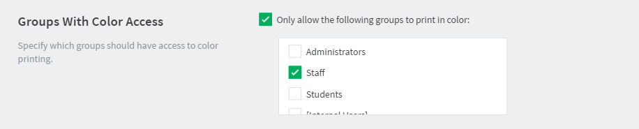 Select “staff“ from the list of groups