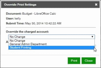 Selecting a Shared Account when using the Override option