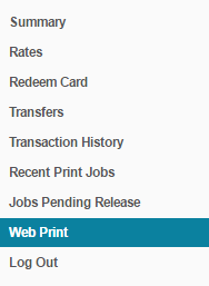 Web Print link in the user interface