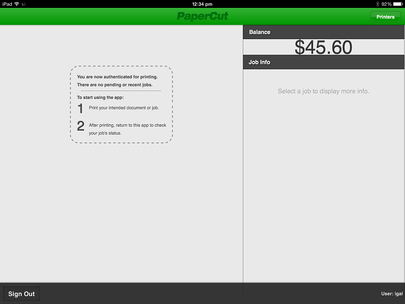 The  App for iPad (before printing)