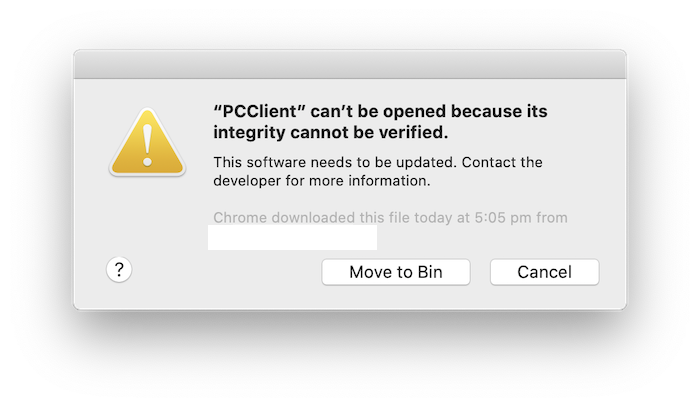 App integrity cannot be verified error message