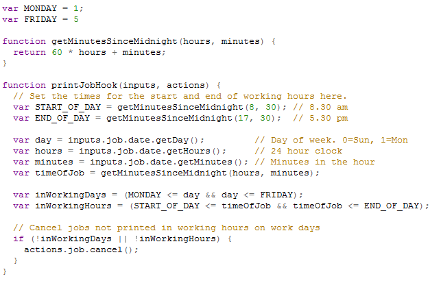 Script for Time-Based Printer Access PaperCut